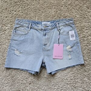 Avec Les Filles jean shorts light wash raw hem womens 29